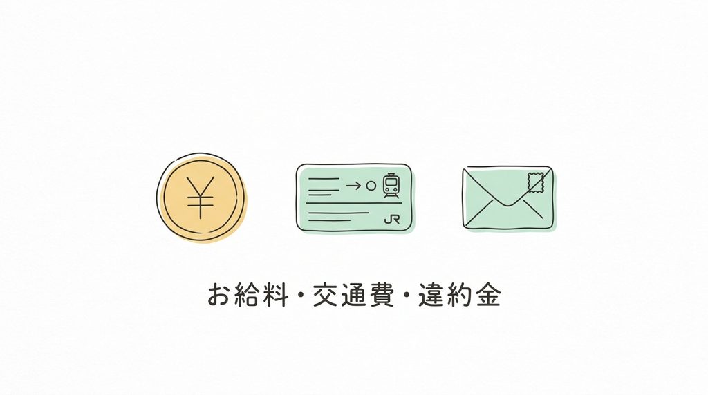 お給料・交通費・違約金のイラスト